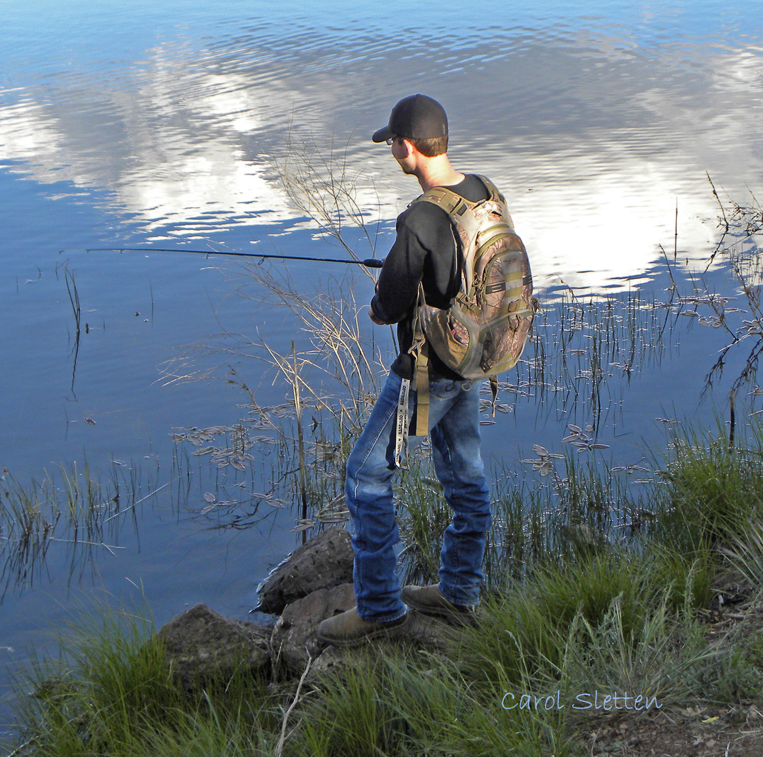 Man fishing in the lake
